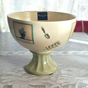 Royal Haeger Naturewood Pedastal Bowl 6.5" pottery USA matches Pfaltzgraff garde